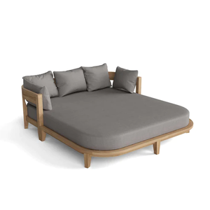 Edvard Solid Teak Wood Outdoor Daybed with Soft <b>Cushions</b> with Natural Finishing - Product Image 1