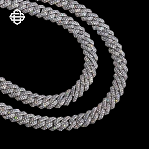 Collier à chaîne à maillons cubains Hiphop personnalisé glacé en argent sterling 925 Moissanite ou diamants CZ Bijoux de rappeur de luxe pour hommes - Product Image 3