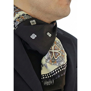 Men's Double-Sided Shawl Beige Black Ethnic Pattern Printed Special Cut Scarf - Product Image 1