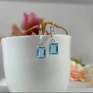925 Sterling Silver 14K Gold Plated Rhodium Plated Zircon <b>Leverback</b> Stud <b>Earrings</b> Octagon Elegant Certified Jewelry Anniversary - Product Image 1
