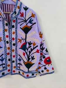 Veste Suzani en coton faite à la main, style bohème, broderie TNT colorée, manteau vintage tribal pour festival, vêtement d'extérieur, veste en coton Suzani - Product Image 4