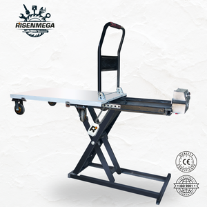 Risenmega Heavy Duty Lift xách tay điện xe đẩy thủy lực pin lithium 300 500kg 1.1m trong kho Nâng Nền tảng với CE - Product Image 1