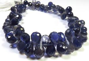 Natural Blue Iolite Faceted Briolette Gemstone Beads 9-11mm Iolite Teardrop Shape Gemstone Beads 9"Strand For Jewelry Creations - Product Image 2