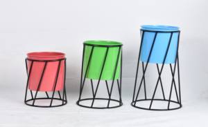 Juego de 3 Macetas de Hierro Multicolores, Estilo Rústico Dorado, Ecológicas, Duraderas, Suministros para Jardín y Hogar, Venta al por Mayor - Product Image 3