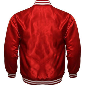 Chaqueta Universitaria Exclusiva para Hombre en Satén Blanco con Cierre Completo, Logotipo Personalizado Impreso, Cuello Alto, Material de Lona para Baloncesto - Product Image 4