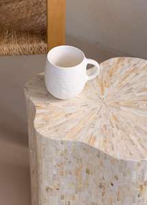 Table d'appoint MOP en nacre, meubles artisanaux, design élégant en mosaïque de coquillages, table d'appoint tendance pour la décoration moderne de la maison - Product Image 5