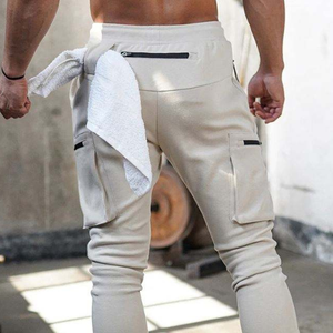 Vente en gros d'usine de pantalons de course fitness pour hommes avec logo personnalisé pantalons décontractés avec fermeture éclair et poches multiples pantalons pantalons de survêtement pour hommes - Product Image 4