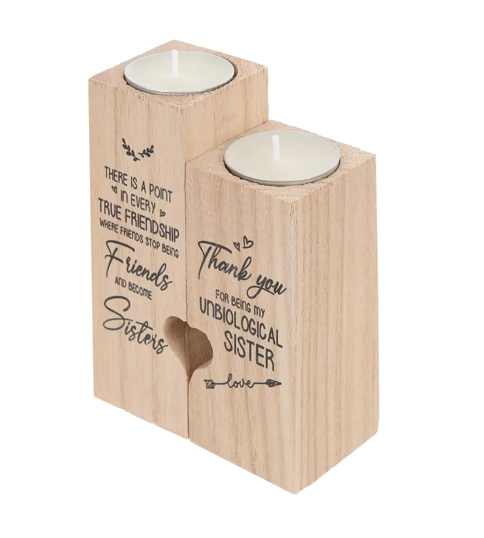 2 pz decorazione a forma di cuore candeliere portacandele in legno portacandele conici legno Trim legno Taper candeliere san valentino
