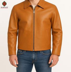 Blouson aviateur en cuir synthétique fait main, coupe ajustée, uni, décontracté, hiver, fermeture éclair, service OEM - Product Image 3
