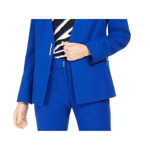 Blazer Senza Colletto da Donna Calvin Klein con Chiusura a Bottone Singolo, Blu, in Maglia e Tessuto, Taglia 2, Ricamato e Decorato con Bottoni, Motivo Stampato - Product Image 3