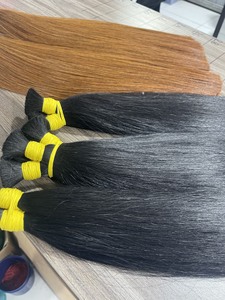 Big Wholesale Bulk Hair Extensions <b>Silky</b> Straight Unprocessed Virgin Hairs Natural Black Color Genius Weft - Product Image 2