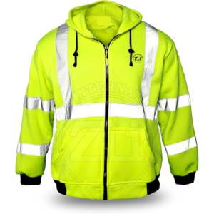 Hi Vis Sudaderas con capucha de seguridad personalizadas Chaquetas con capucha y cremallera de alta visibilidad Multi bolsillo Tira reflectante de alta visibilidad Seguridad - Product Image 6