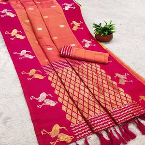 Sari de Seda Suave Premium VASTRA COTTAGE, Cuerpo con Zari, Pallu con Múltiples Zaris, Borde Tejido Elegante, Borlas de Diseño para Uso Festivo - Product Image 2