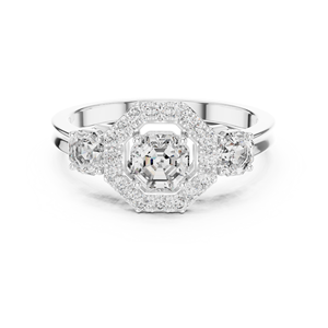 Harmonic Jewels 1.20ct Lab Grown Diamond <b>Ring</b> 925 Silver Four Claw Prong Octagon Round Cut EF VS1-2 <b>Custom</b> Jewelry - Product Image 1