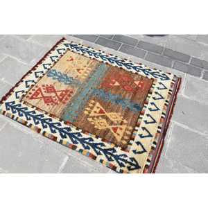 Alfombra de 3.6x4.5 pies, Alfombra Turca Vintage, Alfombra de Lana Azul - Product Image 1