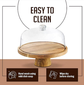 Présentoir à gâteaux en bois d'acacia avec couvercle (6 en 1) Plateau de service multifonctionnel Grand support à gâteaux par tradebit - Product Image 4