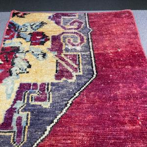 พรมตุรกีวินเทจ ขนาด 1.7x2.8 ฟุต พรมขนาดเล็ก สีแดงเหลืองไล่เฉด พรมขนสัตว์ - Product Image 4