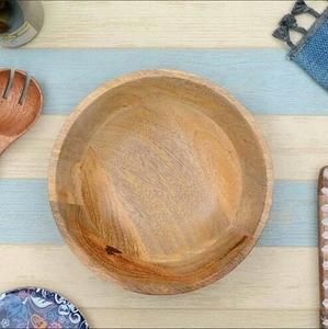 Bol en bois naturel durable pour aliments bol à salade en bambou facile à nettoyer ensemble de bols à salade en bois vintage avec cuillère - Product Image 3