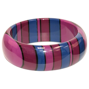 Bracelets en résine colorés de qualité supérieure, ronds, peints à la main, ensemble de 4 bracelets tendance, design rayé multicolore, accessoire de bijouterie - Product Image 3