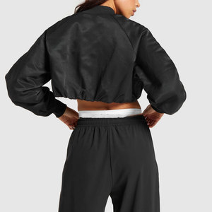 Budget Friendly Top Pick <b>Women</b> Satin Crop <b>Jacket</b> Low Price Breathable <b>Lightweight</b> Polyester Fabric Satin Crop Varsity <b>Jacket</b> - Product Image 5