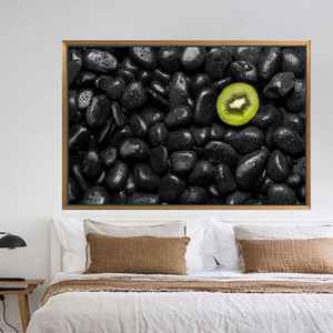 Stone Pattern Art Canvas: Modern Wall Decor with Kiwi Print,1P:Gold <b>Framed</b> - Product Image 1