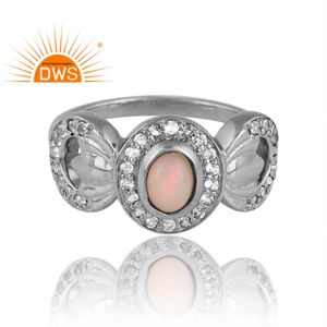 แหวนโอปอลและบุษราคัมสีขาวโอปอลจากเอธิโอเปียเงินธรรมชาติดีไซน์ดีที่สุดสำหรับผู้หญิงออกแบบตามต้องการ - Product Image 3