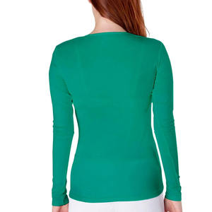 Camisetas ajustadas de moda para mujer 100% algodón tejido personalizado estilo Streetwear de manga larga para el verano - Product Image 3