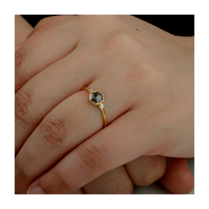 Bague de fiançailles en diamant au Design fantaisie, or 14K, sel poivre, bijoux fantaisie pour femmes - Product Image 5