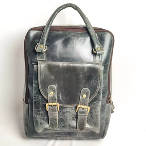 Sac à dos vintage en cuir et toile Sacs de jour décontractés Sac à dos de voyage en plein air en cuir véritable Randonnée Sacs à dos multifonctionnels pour ordinateur portable - Product Image 1