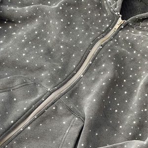 Sudadera con capucha para hombre de moda personalizada de calle con diamantes de imitación al por mayor - Product Image 5