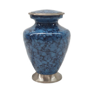 Urna de cremación de metal, diseño elegante, urna texturizada de mármol azul, ataúd de almacenamiento conmemorativo funerario, urna de cenizas para adultos de venta superior - Product Image 1