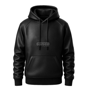 Sudadera con Capucha para Hombre, Estilo Cuero, Color Sólido, Bolsillo Frontal, Ropa Casual Urbana - Product Image 4