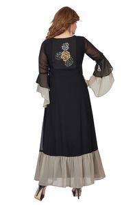Indien ethnique longue Kurti robe femmes imprimé multicolore blanc Flair Sexy Style pakistanais soie mariages fêtes-modèle fantaisie - Product Image 3