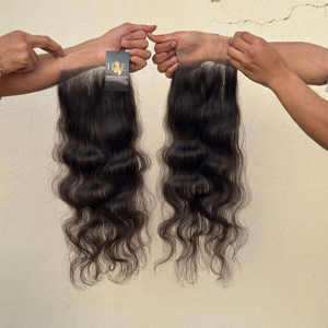 Cheveux bruts cambodgiens bruts de qualité supérieure 11A prix d'usine paquets de cheveux humains indiens bruts bouclés ondulés et fermeture frontale en dentelle HD 13x6 - Product Image 2