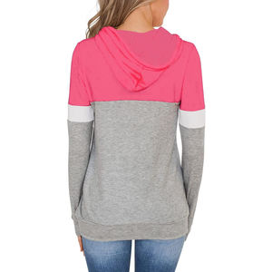 Sweat-shirt à capuche multicolore pour femmes Patchwork Tissu polaire de coton Produit bon marché Pull-over Pull d'hiver Logo de marque personnalisé OEM - Product Image 3