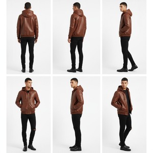 Sudadera con capucha de cuero para hombre/Chaquetas de cuero con capucha para hombre y mujer en calidad Premium | Chaqueta con capucha - Product Image 2