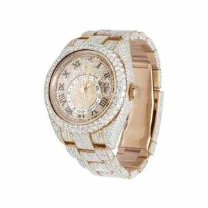 Montre-bracelet analogique pour homme en acier inoxydable avec diamants Moissanite, date automatique, style Hip Hop - Product Image 4