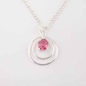 Pendentif en argent sterling 925 avec pierre précieuse tourmaline rose, bijoux pour femmes, certifié IGI, forme poire, pierre de naissance d'octobre, cadeau - Product Image 1