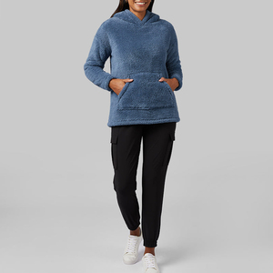 Sudadera con capucha con forro de Sherpa de invierno personalizada para mujer, jersey de lana cálida de peso pesado, Sudadera con capucha de gran tamaño con logotipo frontal, cuello con capucha, la mejor calidad - Product Image 3