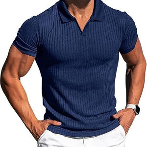 2025 personnalisé hommes de haute qualité à manches courtes polo respirant coton solide impression conception Anti-rides caractéristique pour l'été - Product Image 3