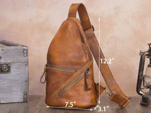Luxe Vintage Fanny Pack en cuir véritable petit sac à dos sac à main Portable sac de voyage à la mode poitrine fronde pour les femmes - Product Image 2