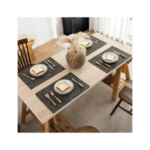 Nappe rectangulaire en coton recyclé teint en fil, procédé de coloration à faible impact, fabriquée en Inde, écologique, vente en gros pour la restauration - Product Image 4