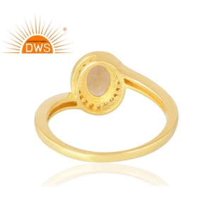 Anillo de piedras preciosas de circonia cúbica y citrino natural chapado en oro de 18 quilates y Plata de Ley 925 superventas, fabricante de joyería fina Demi - Product Image 2