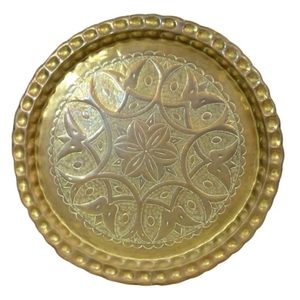 Platos de Servir de Latón Puro de Alta Calidad con Grabado de Flores, Acabado Pulido para Hogar, Restaurante y Hotel, Platos Redondos de Metal - Product Image 6