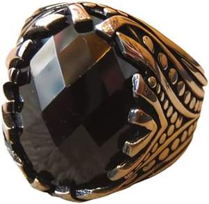 Bague pour homme en argent sterling 925 avec pierre précieuse en onyx noir naturel, pierre de naissance de décembre, cadeau pour la fête des pères, Noël, bijoux en gros - Product Image 1