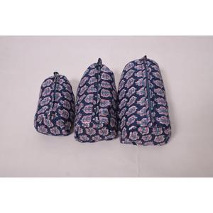 Sac de maquillage de voyage portable à grande capacité en coton imprimé indien avec pochette zippée - Product Image 4