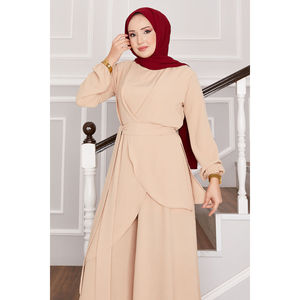 Ensemble hijab décontracté deux pièces en vison, coupe ample, en tissu crêpe et à motif imprimé - Product Image 2