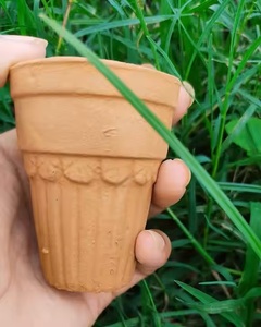 Handmade 100% Natural Kulhad Clay <b>Cup</b> Eco-Friendly Biodegradable Traditional Indian Terracotta Ceramic <b>Cups</b> <b>Saucers</b> Included for - Product Image 3