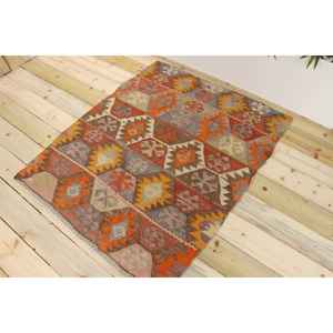 Tapis d'appoint vintage 3,5x4,4 pieds, tapis turc en laine ombrée orange - Product Image 1
