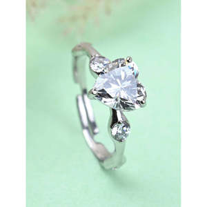 Anillos de Plata de Ley 925 de Primera Calidad para Mujer, Diseño Geométrico con Diamantes, Baño de Rodio, Estilo Romántico - Product Image 2